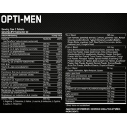 Optimum Nutrition Multivitamine Opti-Men 90 capsule Beneficii Opti-Men: complex de multivitamine si minerale, contine peste 45 d