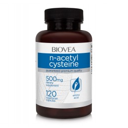 Biovea N-Acetil Cisteina 500mg 120 Capsule Beneficii N-Acetil Cisteina: formă stabilă de L-cisteină, sprijină sănătatea celulară