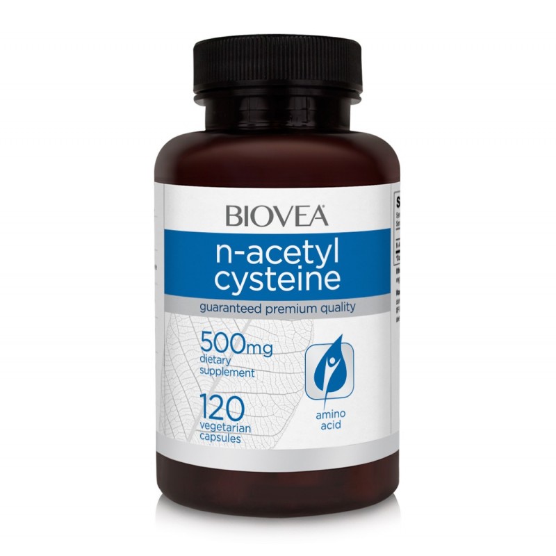 Biovea N-Acetil Cisteina 500mg 120 Capsule Beneficii N-Acetil Cisteina: formă stabilă de L-cisteină, sprijină sănătatea celulară