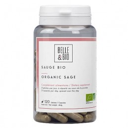Salvie Bio (Sauge Bio) 120 capsule, Belle&Bio Beneficii supliment Salvie: remineralizarea oaselor, reduce transpiratiile din tim