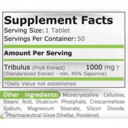 Pure Nutrition USA Tribulus Terrestris 1000 mg 50 Pastile Creste tes-tosteronul, masa musculara, libidoul Beneficii Tribulus: cr