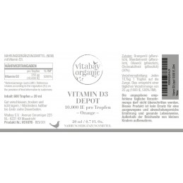 Vitabay Vitamina D3 lichida picaturi 10.000 UI - Doză Vegană - Doar o servire la 10 Zile Beneficii Vitmina D3 naturala picaturi: