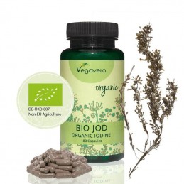Vegavero Iod Organic Natural 180 capsule Beneficii Iod: menține un metabolism normal, acționează ca un antibiotic în organism, r