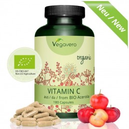 Vegavero Vitamina C Organica 180 capsule Beneficii Vitamina C Organica: importanta in producerea de colagen, mentine sanatatea o