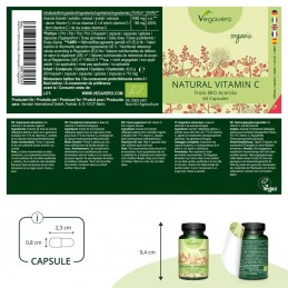 Vegavero Vitamina C Organica 60 capsule Beneficii Vitamina C Organica: importanta in producerea de colagen, mentine sanatatea oa