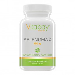 Vitabay Selenomax (Seleniu)  200 mcg - 60 Tablete Beneficii Seleniu: contribuie la funcționarea normală a tiroidei si a sistemul