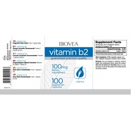 VITAMINA B2, 100mg, 100 Capsule (ajuta la evitarea radicalilor liberi, suport pentru o vedere buna) Beneficii Vitamina B2: conve