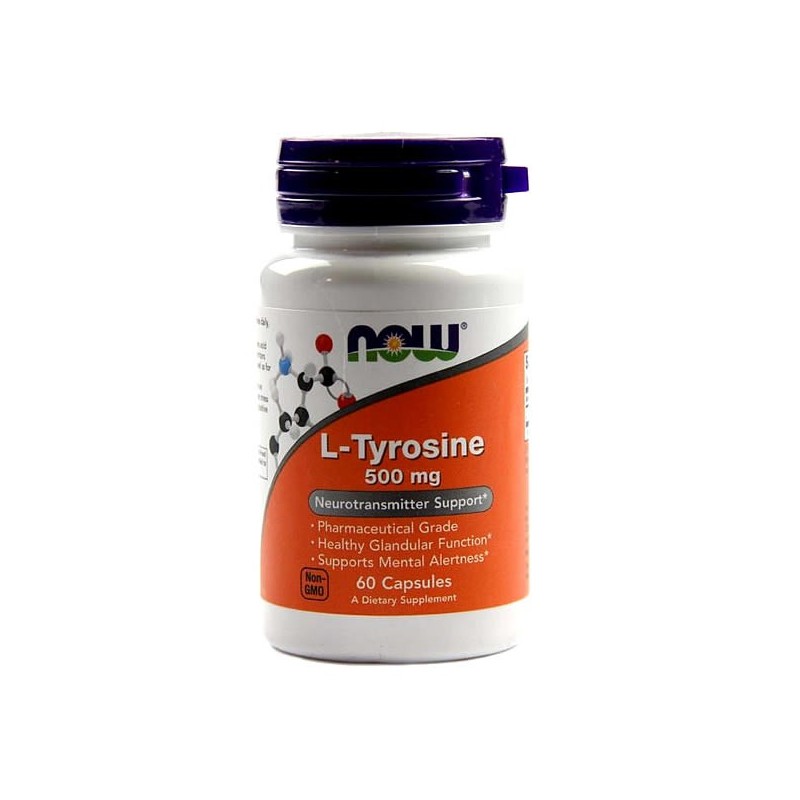 L-Tyrosine, 500 mg 60 Capsule (L-Tirozina), Stimulează eliberarea hormonului de creștere care determină creșterea musculară Bene