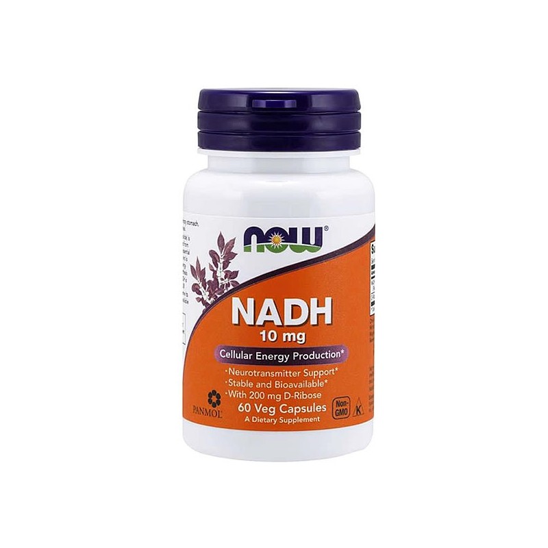 Now Foods NADH 10 mg 60 Capsule Beneficii NADH: este esențial pentru producerea de energie, eficacitate clinică testată pentru s
