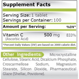 Pure Nutrition USA Vitamina C - 500 mg, 100 tablete Beneficii Vitamina C: importanta in producerea de colagen, mentine sanatatea