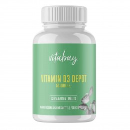 Vitamina D3 - 50.000 UI - 120 Tablete ( reduce depresia, ajuta in caz de osteoporoza si fracturi osoase) Beneficii Vitamina D3: 