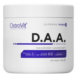Supreme Pure D.A.A. D-Aspartic Acid pudra 200 grame (stimulează producția de tes-tosteron, doza mare de Acid D-Aspartic) Benefic