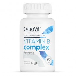 OstroVit Vitamin B Complex 90 Tablete B complex beneficii: Susține funcția cardiovasculară și producția de energie, întăresc imu