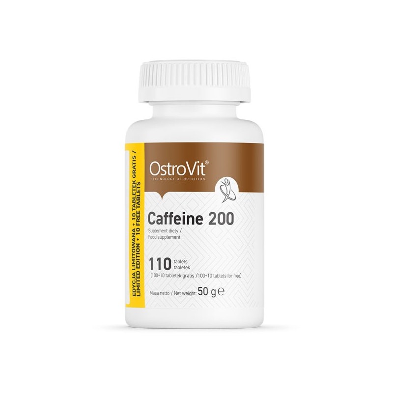 OstroVit Caffeine 200 mg 110 Tablete (Supliment inlocuitor cafea) Beneficii Cafeina: Inlocuitor excelent pentru cafea, ofera mul