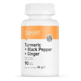 OstroVit Curcuma + Piper negru + Ghimbir 90 Tablete Proprietati OstroVit Turmeric + Piper negru + Ghimbir: Poate ajuta la accele