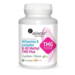 Aliness Vitamina B Complex B-50 Methyl TMG PLUS, 100 Capsule B complex beneficii: Sustine functia cardiovasculara si productia d