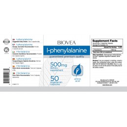 Biovea L-Fenilalanina (L-Phenylalanine) 500mg 50 Capsule Beneficii L-Fenilalanina: ajuta în producerea de neurotransmițători, aj