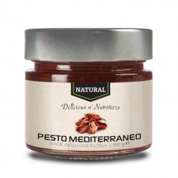 Pesto mediterraneo - 160 grame (pasta de rosii uscate, ulei de masline extra virgin, capere, masline verzi) PESTO MEDITERRANEO e