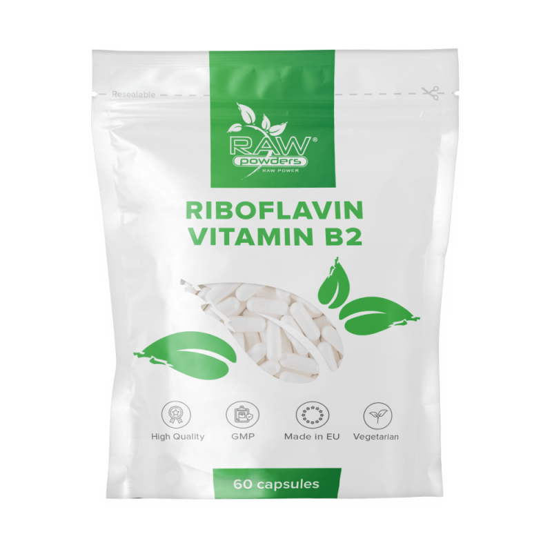 Riboflavina 100mg 60 Capsule (Vitamin B2) Riboflavina Vitamina B2 Beneficii: conversia proteinelor în energie, ajuta la prevenir