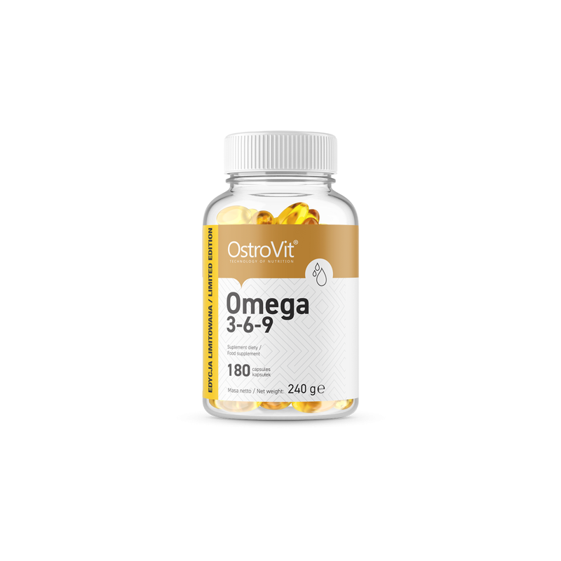 OstroVit Omega 3-6-9 180 Capsule (pentru colesterol si triglicerde marite) OMEGA 3-6-9: Sprijină sănătatea inimii si un nivel să