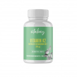 Vitamina K2 MK-7 200 mcg - 90 Tablete vegane (contribuie la menținerea oaselor normale și a coagulării normale a sângelui) Benef