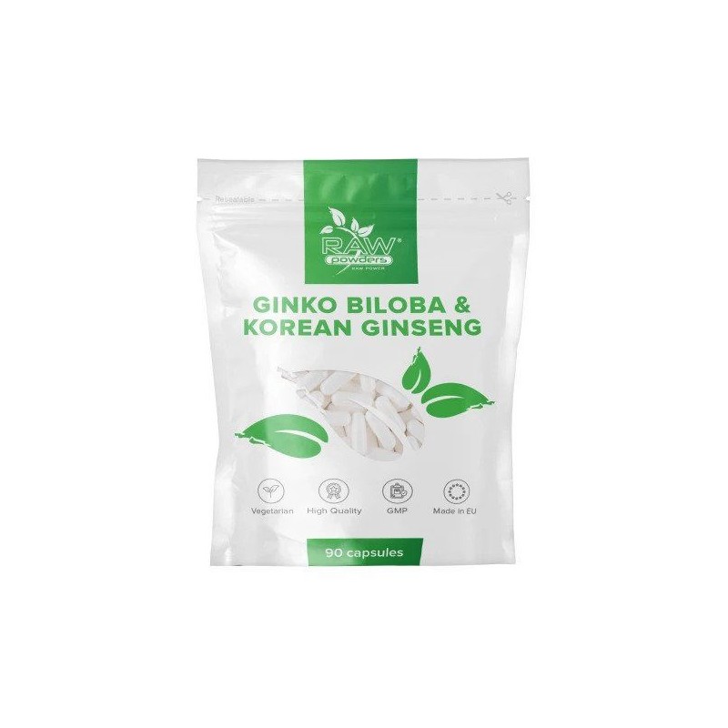 Ginkgo Biloba 3000mg si Ginseng Corean 1000mg - 90 Capsule (Raw Powders) Beneficii: creste libidoul, creste energia si starea de