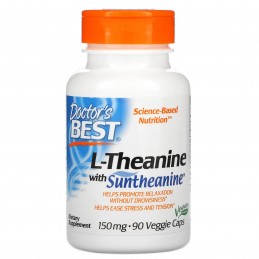 L-Theanine with Suntheanine, 150mg - 90 Vcapsule (induce relaxarea fără somnolență, diminuarea simptomelor PMS) Beneficii L-Tean