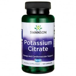 Supliment alimentar Potassium Citrate, 99mg - 120 Capsule, Swanson Beneficii Potasiu: sprijina sanatatea cardiovasculara, ajuta 