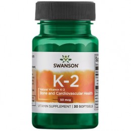 Supliment alimentar Vitamin K2 - Natural, 50mcg - 30 Capsule, Swanson Beneficii Vitamina K2: eficienta in minimizarea bolilor de