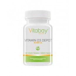 Vitamina D3 - 10.000 UI - 120 Pastile, Vitabay Beneficii Vitamina D3: ajuta la mentinerea sanatatii oaselor, suport pentru siste