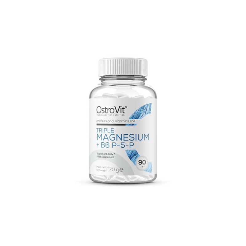 OstroVit Triple Magnesium + B6 P-5-P 90 Capsule Beneficii magneziu- regleaza tensiunea arteriala, amelioreaza migrenele, amelior