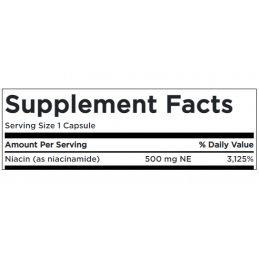 Swanson Niacinamide - Vitamina B3 500 mg 250 capsule Beneficii Niacinamide: metabolizarea normala a energiei, contribuie la redu