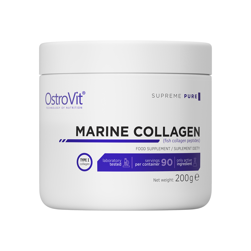 OstroVit Marine Collagen, peptide colagen marin din peste, pudra, 200 grame Beneficii Colagen marin hidrolizat pudra: OstroVit M