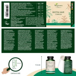Vegavero Biotin Hair Complex, 120 Capsule (Reduce caderea parului) Beneficii Biotina: asigura o biodisponibilitate ridicata a nu