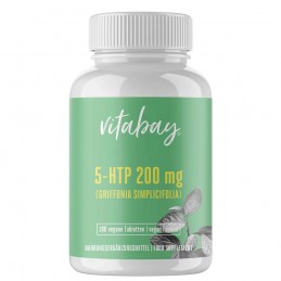 Vitabay 5-HTP 200 mg - 180 Tablete, insomnie, depresie, migrene Beneficii Vitabay 5-HTP: ajuta in cazul insomniei, ajuta in cazu