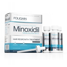 Solutie Minoxidil 5% Tratament pentru cresterea parului barbati (Alcool scazut) 3 luni tratament Beneficii Foligain Minoxidil: i