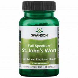 Swanson St. John's Wort (Sunatoare) 375mg 60 Capsule, Tulburari dispozitie, stres, nervozitate Beneficii St. John's Wort: ofera 