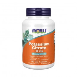 Now Foods Citrat de potasiu (Potassium citrate), 99mg- 180 capsule vegetale Beneficiile citratului de potasiu: ajuta in reducere