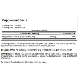 Swanson Magnesium Taurate (taurat de magneziu), 100mg - 120 Tablete Beneficii taurat de magneziu: ajuta la scaderea tensiunii ar