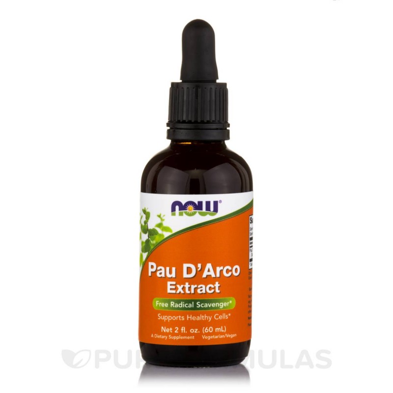 NOW Foods Pau D'Arco Extract lichid picaturi - 60 ml Beneficii Pau D’Arco: sprijina minimizarea Candidei, antiinflamator, antiox