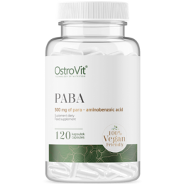 OstroVit PABA Vege, 500 mg, 120 Capsule Beneficii PABA: este benefic pentru piele, beneficii antioxidante, sprijina sanatatea si