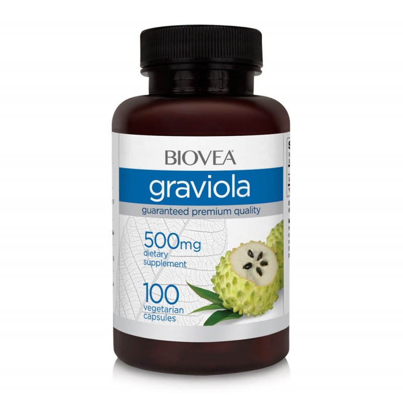 Biovea Graviola 500 Mg 100 Capsule Beneficii Graviola: sprijina functia imuna, cresterea si functionarea celulelor sanatoase, ar