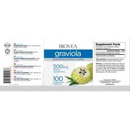 Biovea Graviola 500 Mg 100 Capsule Beneficii Graviola: sprijina functia imuna, cresterea si functionarea celulelor sanatoase, ar