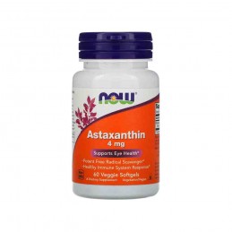 NOW Foods Astaxanthin (Astaxantina) 4mg - 60 Capsule Beneficii Astaxantina- antioxidant, sustine o piele sanatoasa, supliment pe