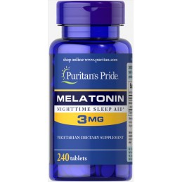 Puritan's Pride Melatonină 3 mg - 240 Tablete Beneficii Melatonina- imbunatateste calitatea somnului, ajuta in scaderea tensiuni