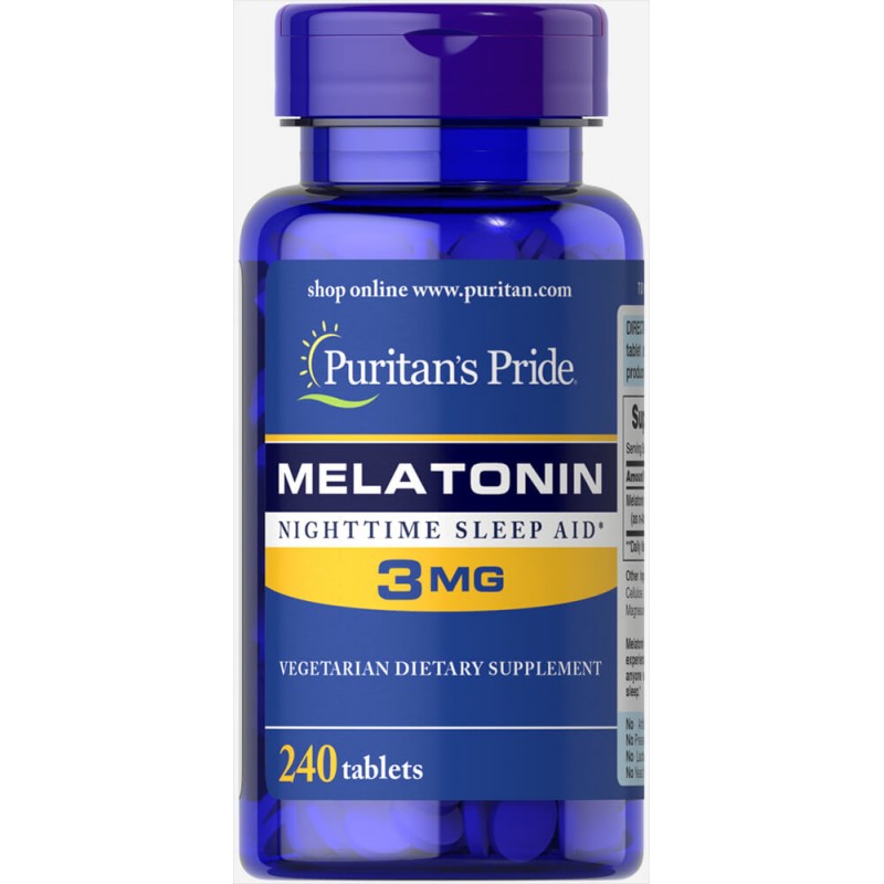 Puritan's Pride Melatonină 3 mg - 240 Tablete Beneficii Melatonina: imbunatateste calitatea somnului, ajuta in scaderea tensiuni