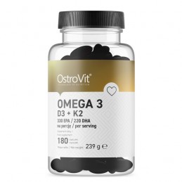 OstroVit Omega 3, Vitminele D3 + K2 180 Capsule Beneficii OstroVit Omega 3 D3 + K2: susține acțiunea sistemului cardiovascular, 