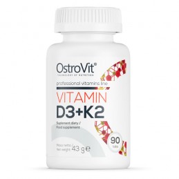 Vitamina D3 + K2 90 Tablete (creste mineralizarea oaselor și a dinților, ajută la absorbția si utilizarea corectă a calciului) B