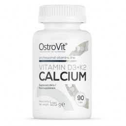 OstroVit Vitamina D3 + K2 + Calciu 90 Tablete BENEFICII VITAMINA D3 + K2 + Calciu: creste mineralizarea oaselor și a dinților, a