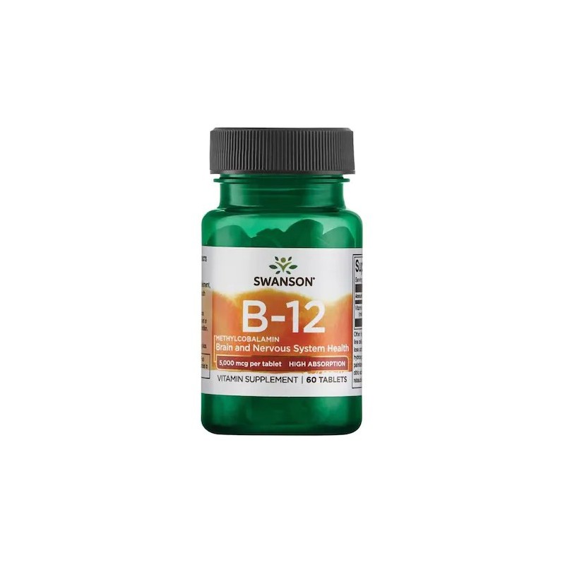 Swanson Vitamin B12 Methylcobalamin, 5000mcg - 60 tablete Beneficii Vitamina B12: ajuta la formarea globulelor rosii si la ameli